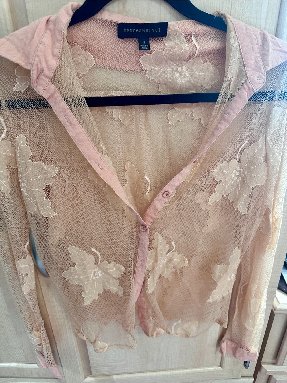 Sheer Light Orange Fall Autumn Leaves Button Blouse
